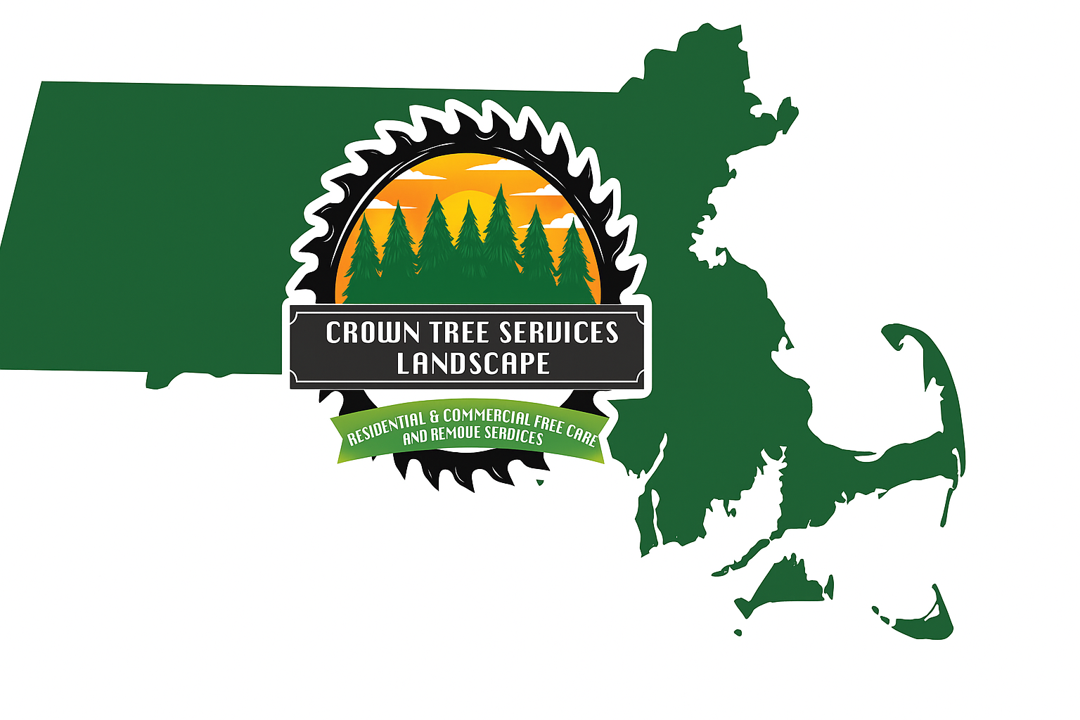 Crown Tree Services coverage map of Massachusetts